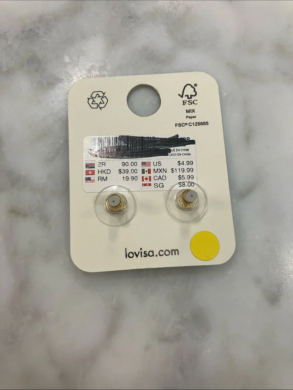 Lovisa Stud Earring pair- White, Gold & Red- set of 3 pairs